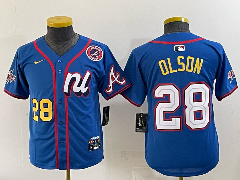 Youth Atlanta Braves #28 Olson blue Nike 2025 MLB Jersey 003->youth mlb jersey->Youth Jersey